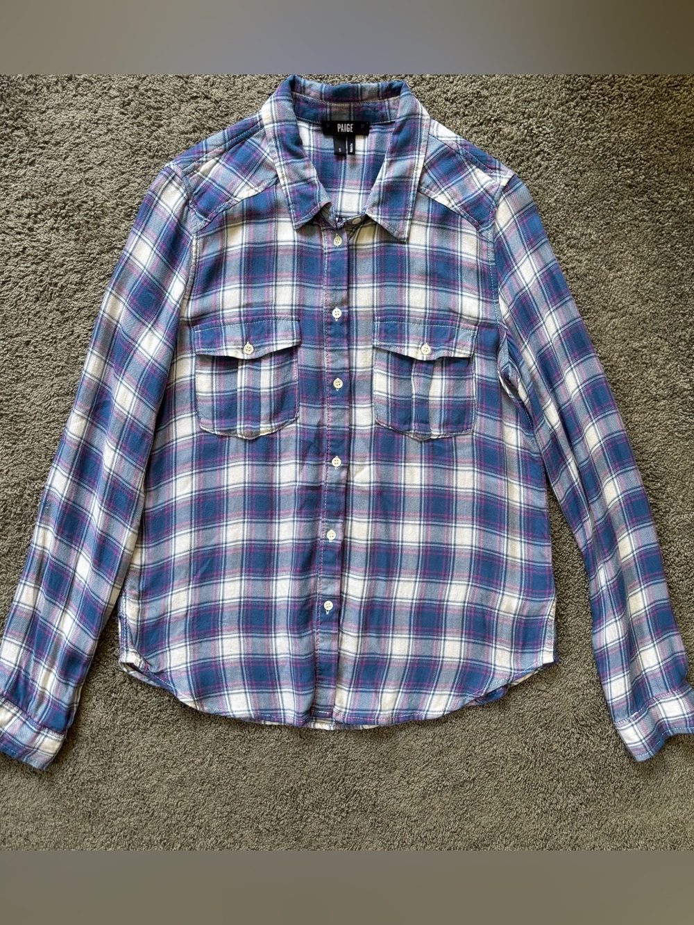 PAIGE Mya Plaid Button Front Shirt Womens Small